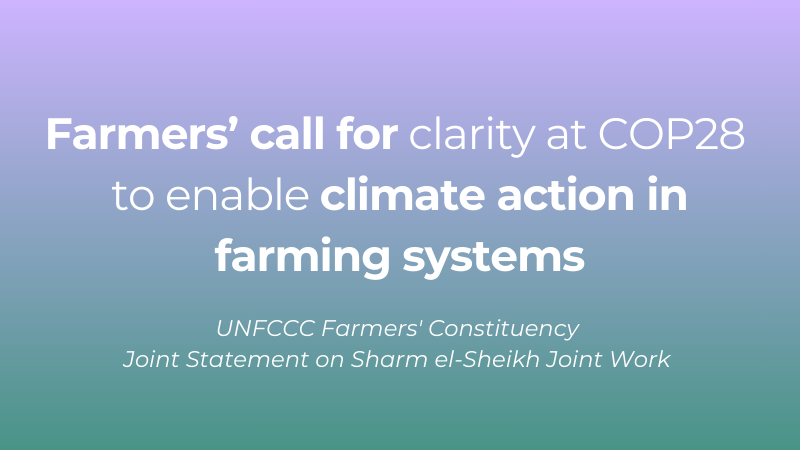 Farmers’ call for clarity at COP28 to enable climate action in farming systems